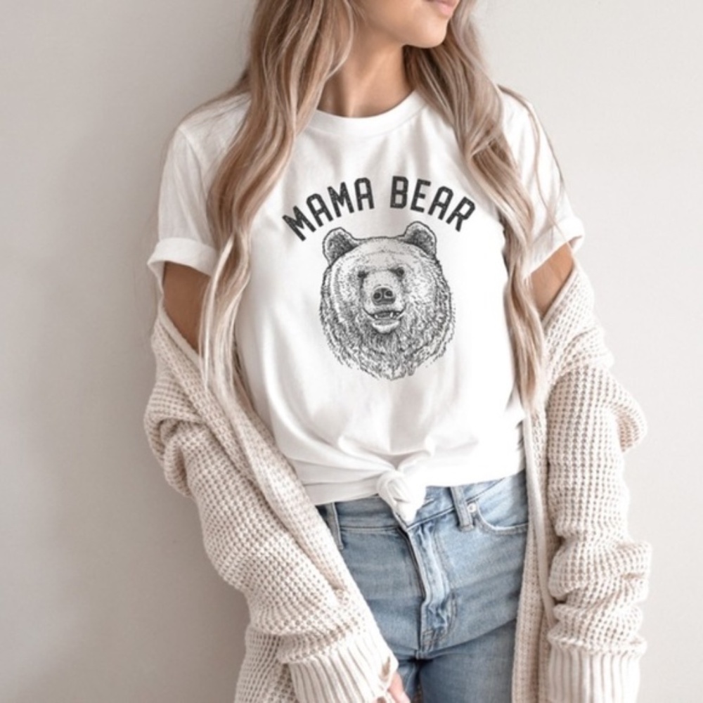 Vintage White Mama Bear Graphic Bella Canvas Tee